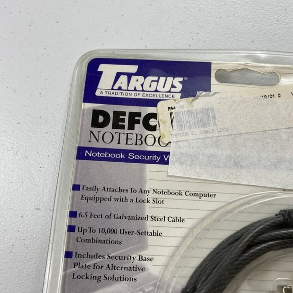 Model PA41OU Targus Defcon CL Laptop Cable Combo Lock And Security BASE NWT - Picture 3 of 5